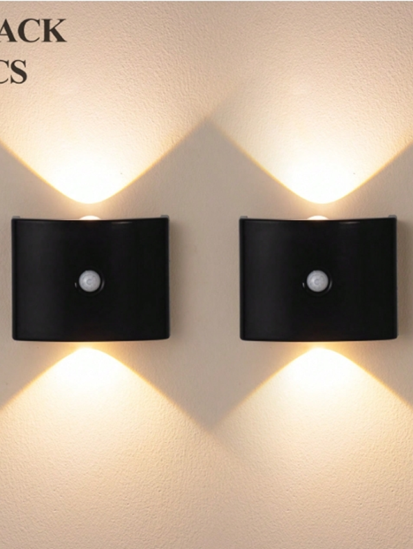 Lot de 2/4 Appliques Murales LED à Détecteur de Mouvement Double Tête – Veilleuse Intelligente à Capteur Magnétique Extérieur/Intérieur – Lampe Sans Fil sur Batterie avec Luminosité & Température de Couleur Ajustables pour Couloir, Escalier & Chambre