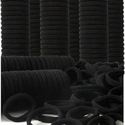 Screenshot Lot d’Élastiques à Cheveux Noirs Épais Sans Couture – Plusieurs Quantités