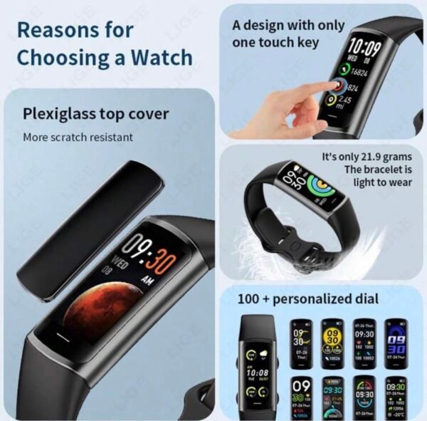 Smart Watch Élégante avec Suivi Cardiaque et Étanchéité IP67