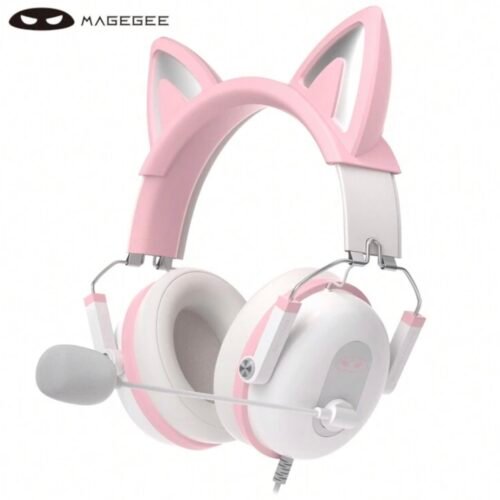 Casque Gaming Rose MageGee G-Pilot avec Oreilles de Chat Amovibles