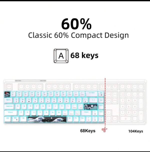 Clavier Gaming Mécanique 68 Touches avec Switchs Rouges ou Bleus