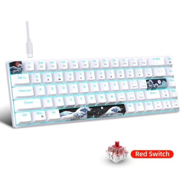 Clavier Gaming Mécanique 68 Touches avec Switchs Rouges ou Bleus