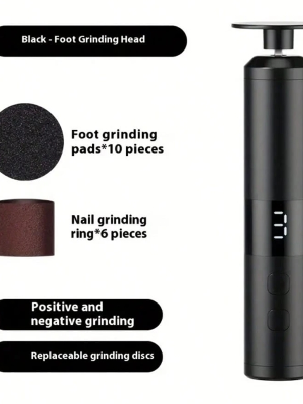 Râpe Anti-Callosités & Polisseur de Pied Électrique Rechargeable – Pédicure Électrique pour Talons Fendus, Peaux Mortes & Cuir Épais – Râpe Pieds Étanche avec Embouts Rotatifs