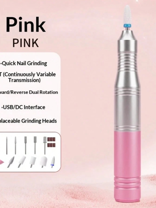 Rectangle 1014 - 2026-10-28T070328.045 Ponceuse & Lime à Ongles Électrique Portable USB – Kit Manucure & Pédicure Domicile avec Embouts Interchangeables pour Limage, Polissage & Façonnage des Ongles