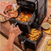 Rectangle 1014 (53) Friteuse sans Huile Cecotec Air Fryer 10L avec Cuves Superposées (2400W) – Friteuse d'Air Double Bac 2x5L à Gain d'Espace – 10 Menus Prédéfinis, Fonction Sync, Température 35-210°C & Écran Tactile