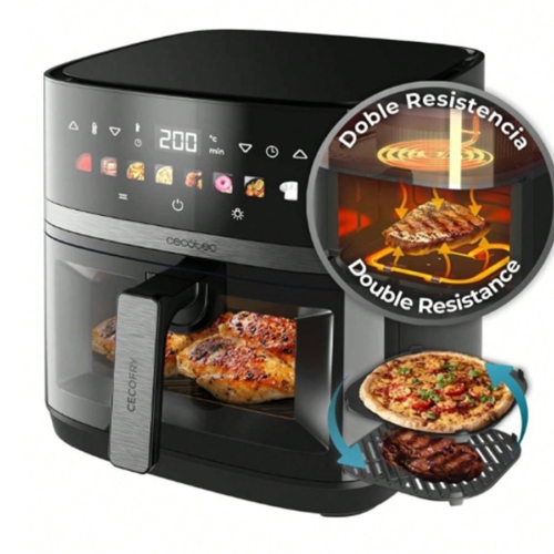 Rectangle 1014 (54) Friteuse sans Huile & Grill Cecotec Cecofry & Grill Duoheat 8000 (8L / 2200W) – Air Fryer 3 en 1 avec Double Résistance Cuisson 3D, Plaque Grill Marqué & Option Pizza – Cuisson Saine & Rapide