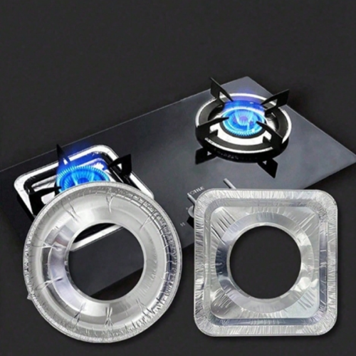 Lot de Protections pour Cuisinière à Gaz en Feuille d'Aluminium Jetables – Tapis Protections Anti-Éclaboussures, Anti-Huile & Isolant Thermique – Accessoire de Nettoyage & Barrière Protectrice de Cuisine