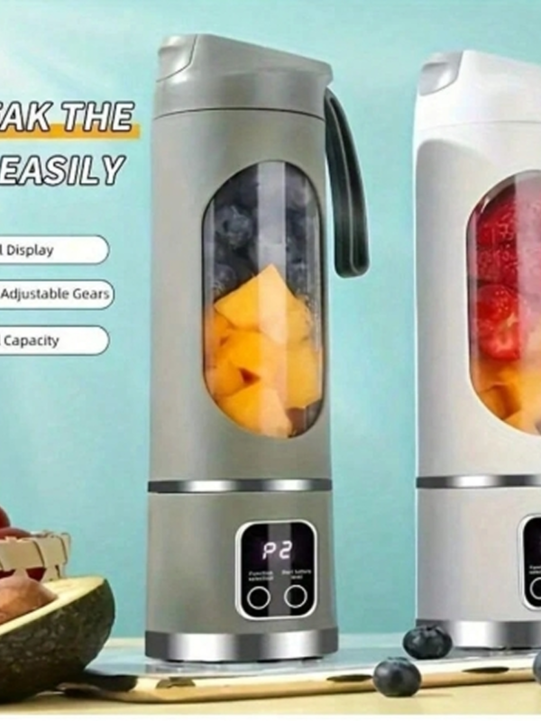 Mixeur & Presse-Agrumes Portable Compact 3-en-1 SOKANY – Blender Sans Fil Rechargeable USB avec Affichage Numérique & Lames en Inox – Mini Blender pour Smoothies, Milk-Shakes & Jus Frais – Idéal Camping, Voyage & Sport
