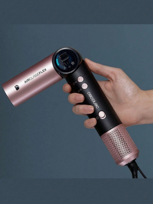 Styliste & Brosse à Air Multifonction Cecotec Bamba AirGlam 8in1 Flex Black (1400W) – Styler d'Air Chaud avec Poignée Flexible, 8 Accessoires Interchangeables, Technologie CoandaTech, Effet Anti-Frisottis FrizzFree & Écran TFT