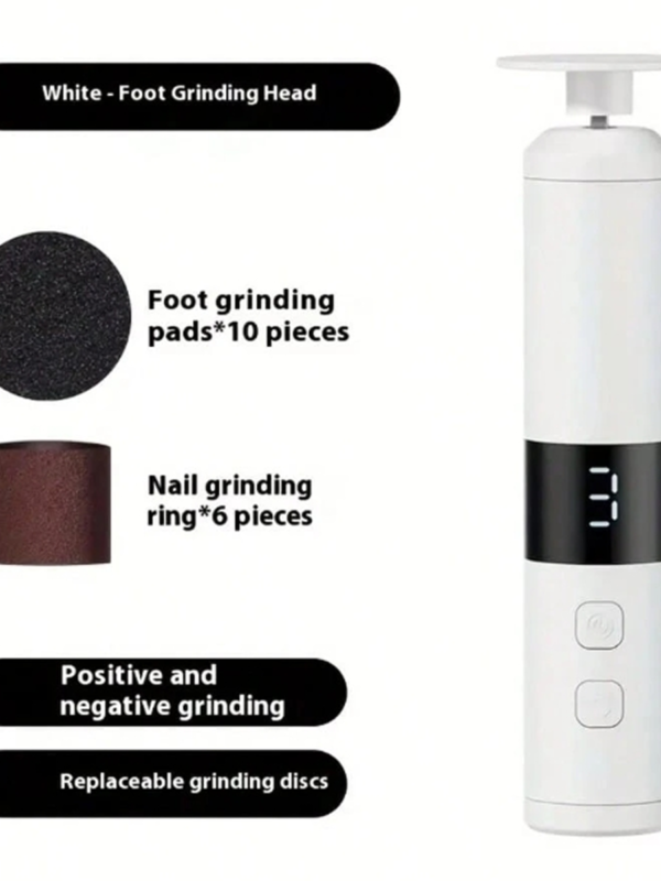 Râpe Anti-Callosités & Polisseur de Pied Électrique Rechargeable – Pédicure Électrique pour Talons Fendus, Peaux Mortes & Cuir Épais – Râpe Pieds Étanche avec Embouts Rotatifs