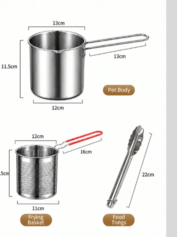 Mini Friteuse en Acier Inoxydable avec Panier Égouttoir Amovible – Casserole Multifonctionnelle pour Friture, Lait, Repas Bébé & Huile – Casserole Portable Compacte pour Cuisine & Camping
