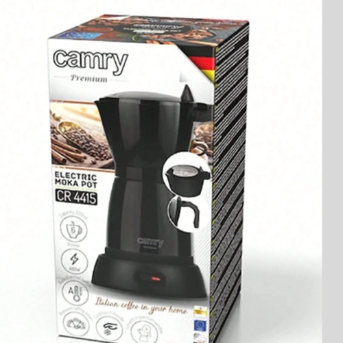 Cafetière Électrique Moka CAMRY – Machine à Expresso Italienne sans Plaque de Cuisson (400W) – Cafetière Pression Compacte & Portable avec Soupape de Sécurité – Couleur Noire