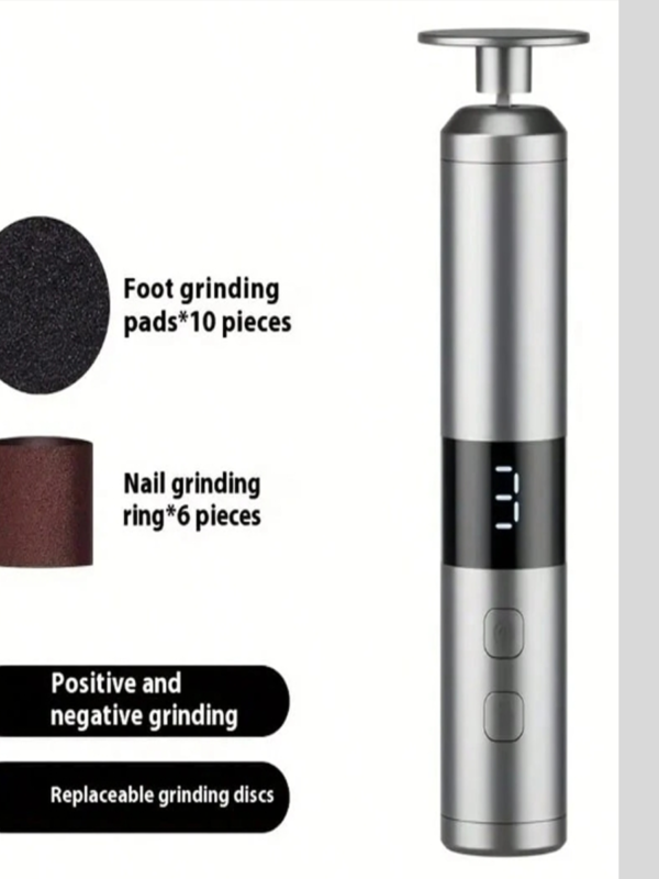 Râpe Anti-Callosités & Polisseur de Pied Électrique Rechargeable – Pédicure Électrique pour Talons Fendus, Peaux Mortes & Cuir Épais – Râpe Pieds Étanche avec Embouts Rotatifs