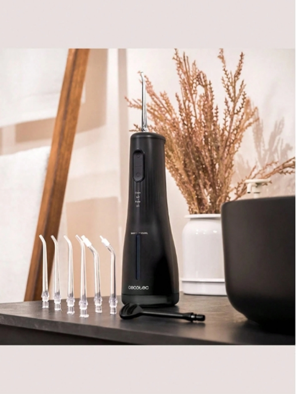 Hydropulseur & Jet Dentaire Portable Cecotec ToothCare Jet Liberty – Irrigateur Buccal 1600 Pulsations/min, IPX7 Étanche, Réservoir 250 ml, 4 Modes (dont DIY), 8 Embouts 360° pour Voyage & Douche