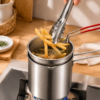 Mini Friteuse en Acier Inoxydable avec Panier Égouttoir Amovible – Casserole Multifonctionnelle pour Friture, Lait, Repas Bébé & Huile – Casserole Portable Compacte pour Cuisine & Camping