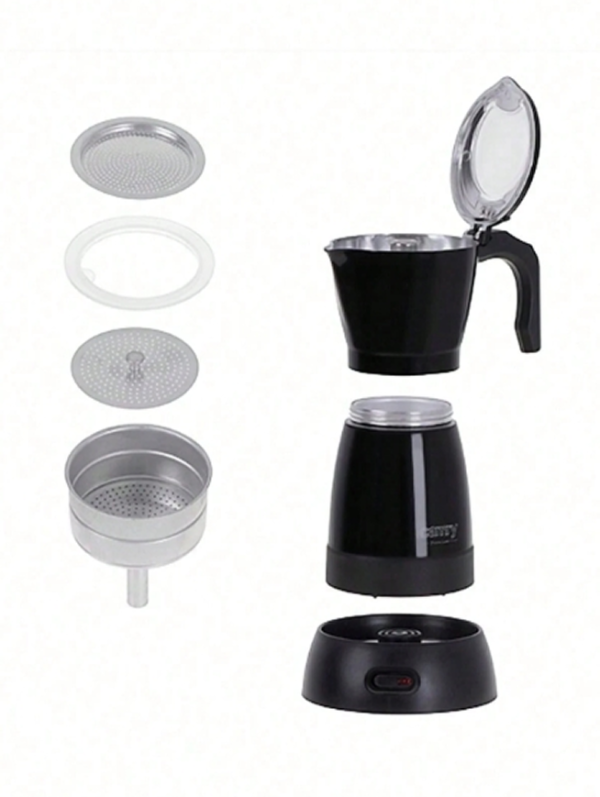 Rectangle 1034 (66) Cafetière Électrique Moka CAMRY – Machine à Expresso Italienne sans Plaque de Cuisson (400W) – Cafetière Pression Compacte & Portable avec Soupape de Sécurité – Couleur Noire