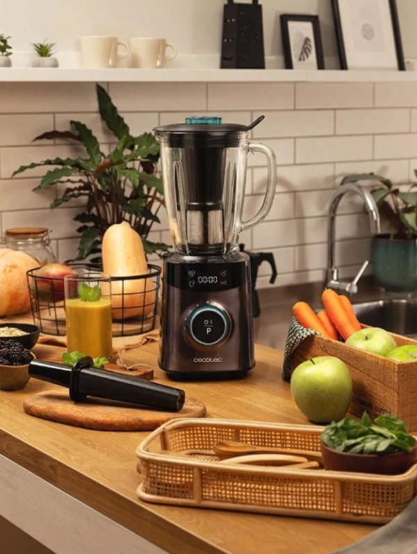 Rectangle 1034 (74) Mixeur Blender en Verre Cecotec Power Black Titanium 1800 Advance (1800W) – Blender Blender en Acier Inoxydable de 1,8L avec Lame 8 Branches Titanium – 10 Vitesses, 4 Programmes & Filtre à Jus