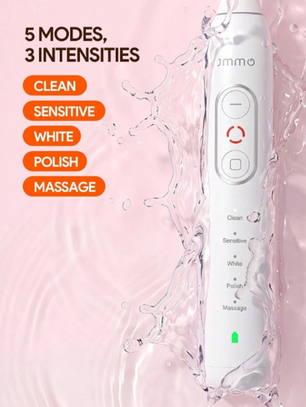 Brosse à Dents Électrique Rechargeable JMMO pour Adultes – Brosse à Dents Étanche avec 8 Têtes de Brosse Souples, Batterie Longue Autonomie & Recharge USB pour Maison et Voyage