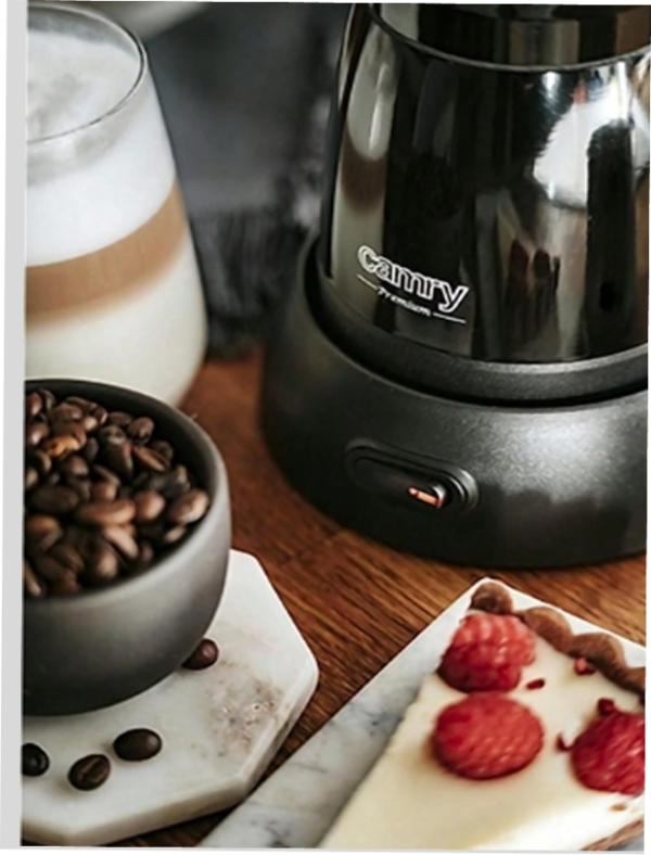 Rectangle 1035 (42) Cafetière Électrique Moka CAMRY – Machine à Expresso Italienne sans Plaque de Cuisson (400W) – Cafetière Pression Compacte & Portable avec Soupape de Sécurité – Couleur Noire