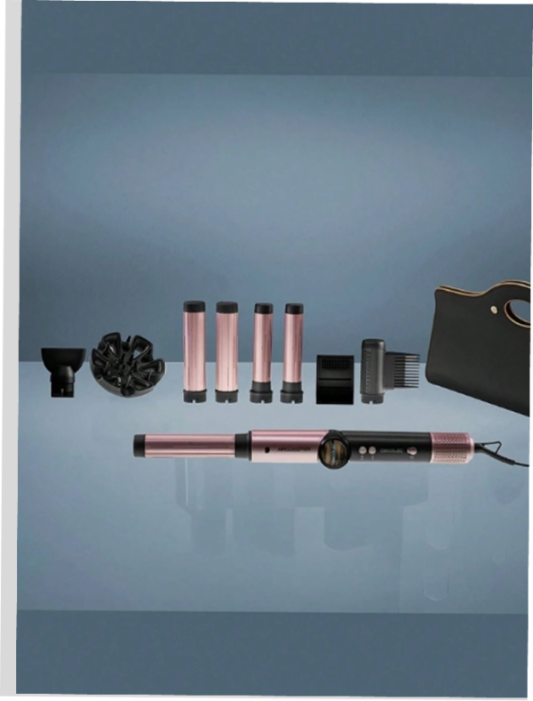 Styliste & Brosse à Air Multifonction Cecotec Bamba AirGlam 8in1 Flex Black (1400W) – Styler d'Air Chaud avec Poignée Flexible, 8 Accessoires Interchangeables, Technologie CoandaTech, Effet Anti-Frisottis FrizzFree & Écran TFT