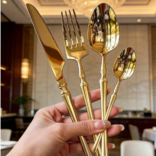 Rectangle 14 (50) Ménagère 6/24 Pièces en Acier Inoxydable – Set de Couverts de Table Solides (Couteaux, Fourchettes, Cuillères à Soupe & Cuillères à Café) – Service de Table Ergonomique pour Maison, Restaurant, Hôtel, Buffet & Collectivités
