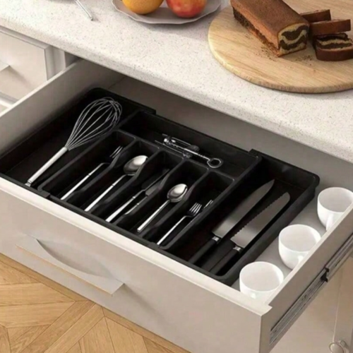 Rectangle 27 (60) 1 pièce Organisateur de tiroir réglable, Plateau de rangement pour ustensiles de cuisine réglable avec diviseurs, Boîte de rangement pour couverts en plastique, Gain de place, Fournitures de rangement de cuisine, Fournitures de cuisine rangées, Convient comme cadeaux pour les amis et les parents, Cadeaux de Noël et d'Halloween