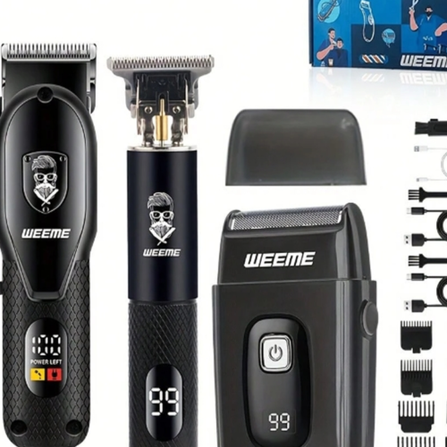 Kit de Toilettage Homme 3-en-1 WEEME – Tondeuse Électrique Professionnelle avec Peigne Spécial Coiffage – Coupe de Précision, Entretien Barbe & Cheveux, Design Moderne & Ergonomique