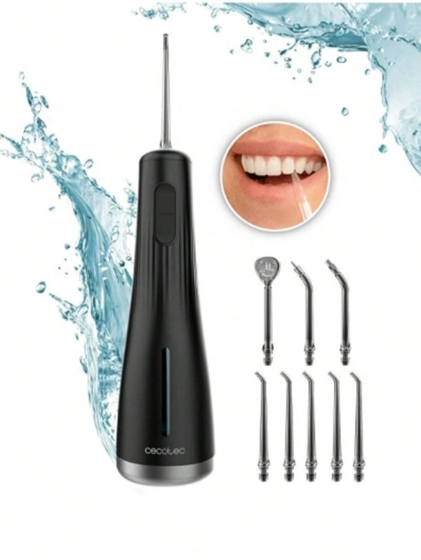 Hydropulseur & Jet Dentaire Portable Cecotec ToothCare Jet Liberty – Irrigateur Buccal 1600 Pulsations/min, IPX7 Étanche, Réservoir 250 ml, 4 Modes (dont DIY), 8 Embouts 360° pour Voyage & Douche
