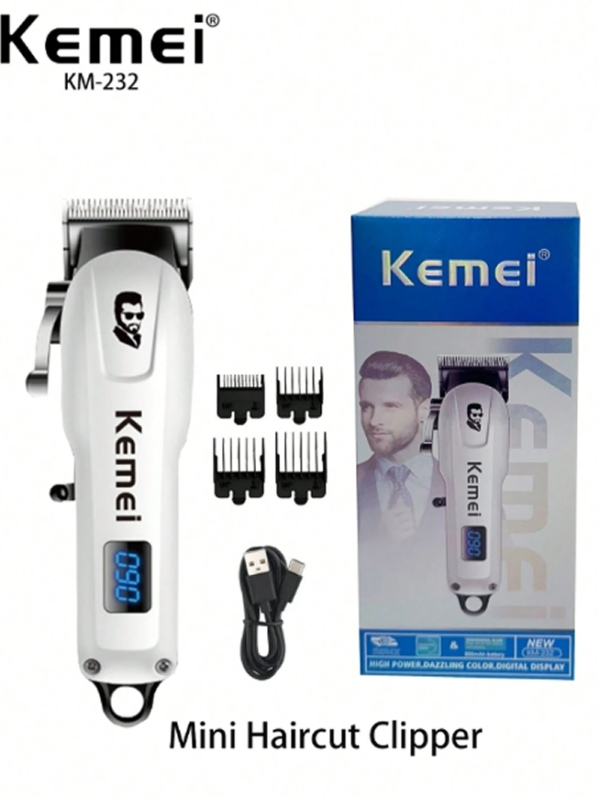 Mini Tondeuse de Précision Sans Fil Kemei KM-232 – Tondeuse à Cheveux & Barbe Portable Rechargeable avec Lame en T Réglable – Pour Maison & Salon de Coiffure – Idée Cadeau Noël & Nouvel An