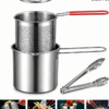 Mini Friteuse en Acier Inoxydable avec Panier Égouttoir Amovible – Casserole Multifonctionnelle pour Friture, Lait, Repas Bébé & Huile – Casserole Portable Compacte pour Cuisine & Camping