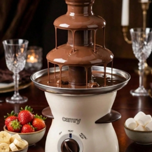 Rectangle 28 (86) Fontaine à Chocolat & Fondue Électrique CAMRY (80W / Max 190W) – Fontaine à Fondue de 500 ml à 3 Niveaux avec Thermostat & Moteur Indépendants – Pièces Amovibles pour Fêtes, Desserts & Fruits