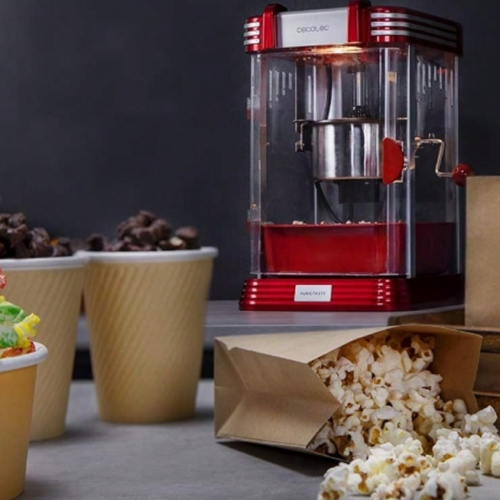 Rectangle 28 (88) Machine à Popcorn Électrique Cecotec Fun&Taste P Corn Classic – Machine à Popcorn Style Vintage 300W avec Pot Inox 500 ml, Éclairage Intérieur, Plateau Amovible & Cuillère Doseuse
