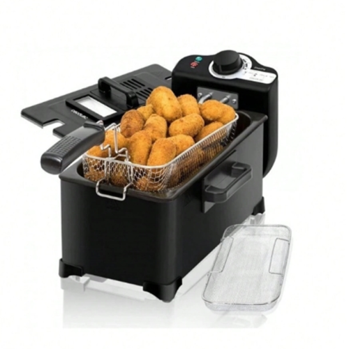 Rectangle 28 (91) Friteuse Électrique Cecotec CleanFry 3L (2000W) – Friteuse Traditionnelle en Acier avec Filtre OilCleaner, Cuve Émaillée Amovible Compatible Lave-Vaisselle & Thermostat 190°C – Noire