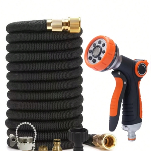 Rectangle 28 (94) Tuyau d'Arrosage Extensible 3X (7,5m à 45m / 25 à 150 FT) – Kit d'Arrosage Extérieur Rétractable avec Pistolet Multifonction 8 Modes & Connecteurs Rapides pour Jardin, Lavage Auto & Nettoyage
